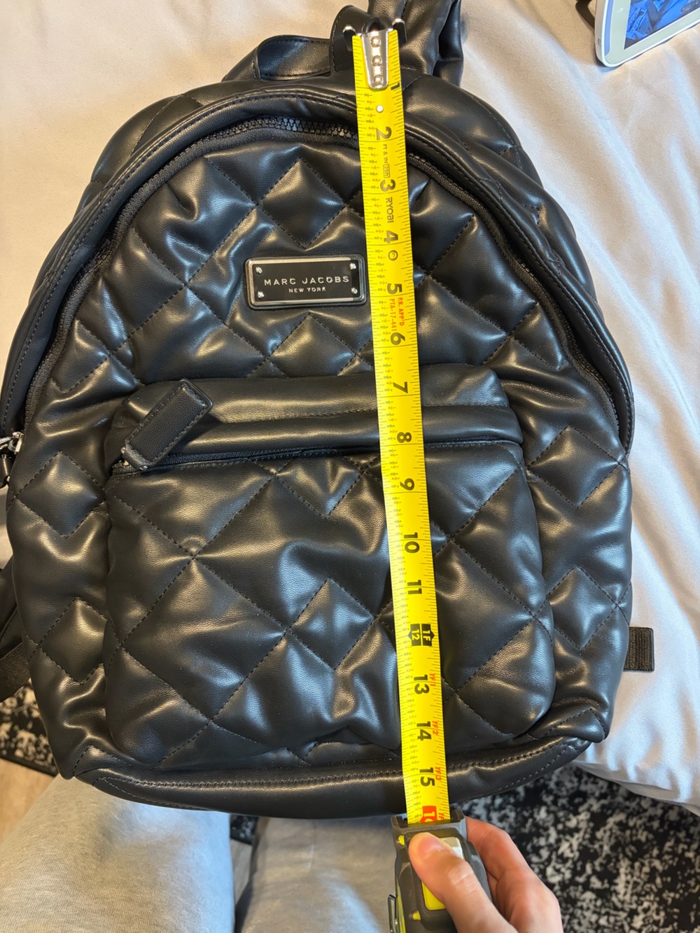 Marc Jacobs Black Quilted Mini Backpack with Front Zip Pocket - Picture 7 of 8